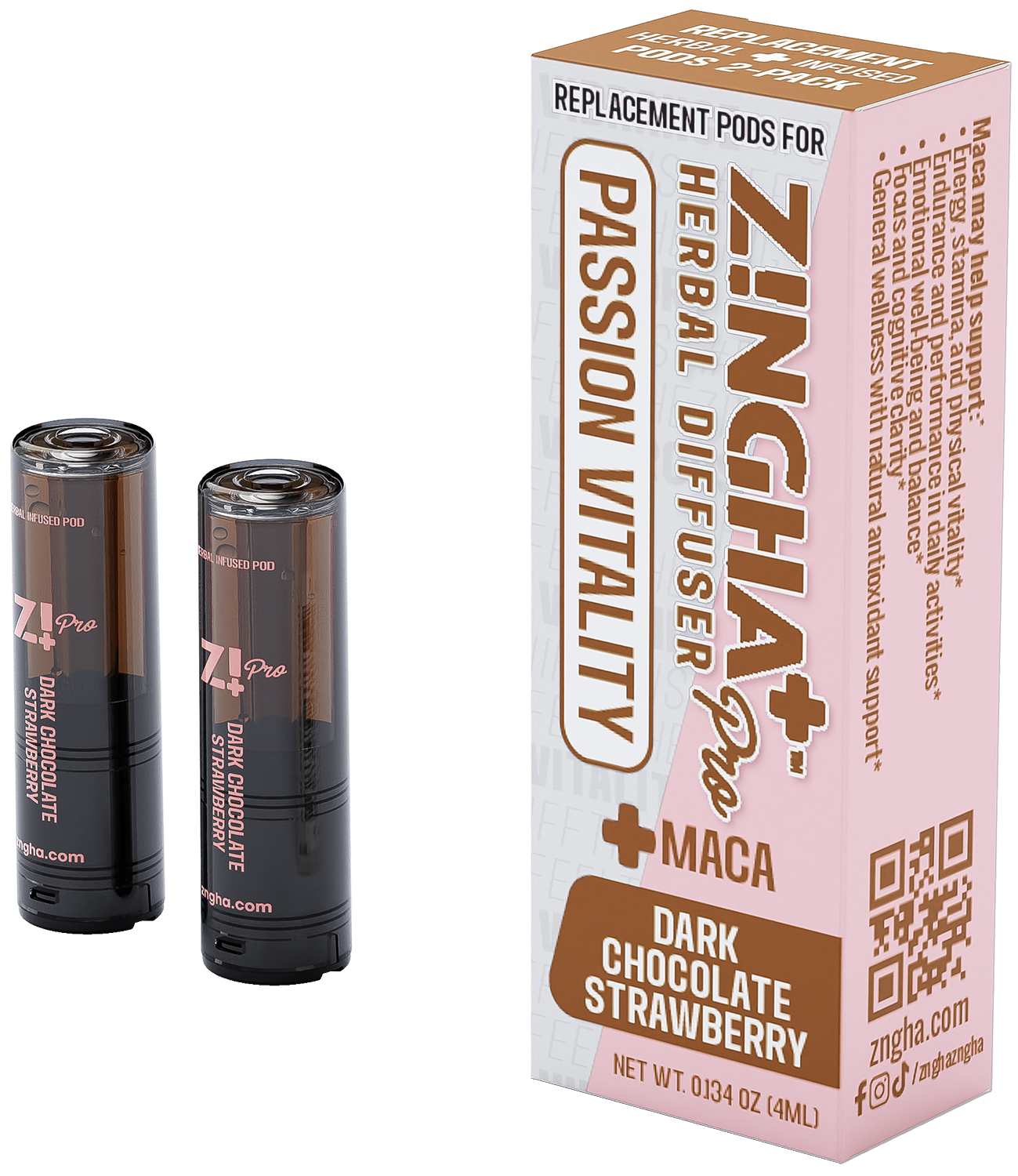 PASSION VITALITY Digital Herbal Diffuser PRO+ / Dark Chocolate Strawberry + MACA (2 Pack Replacement Pods)