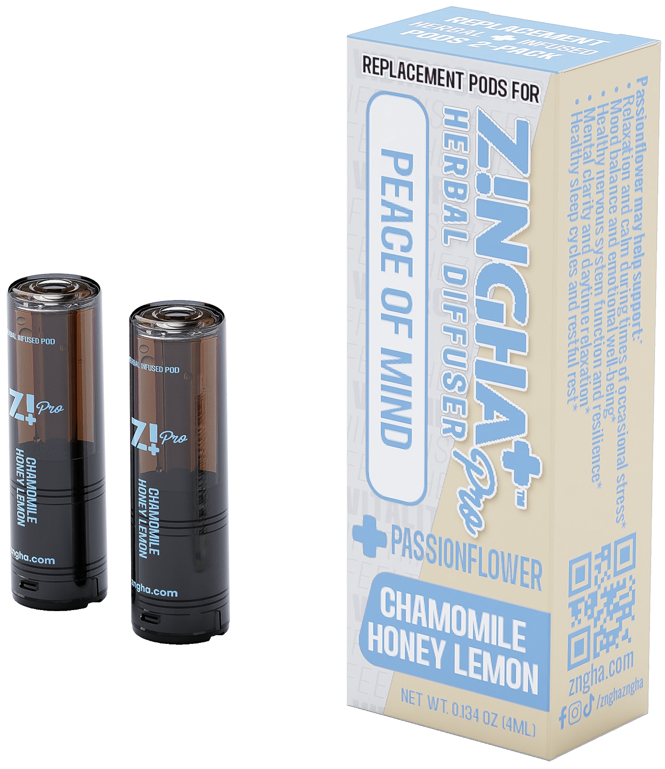 PEACE OF MIND Digital Herbal Diffuser PRO+ / Chamomile Honey Lemon + Passionflower (2 Pack Replacement Pods)