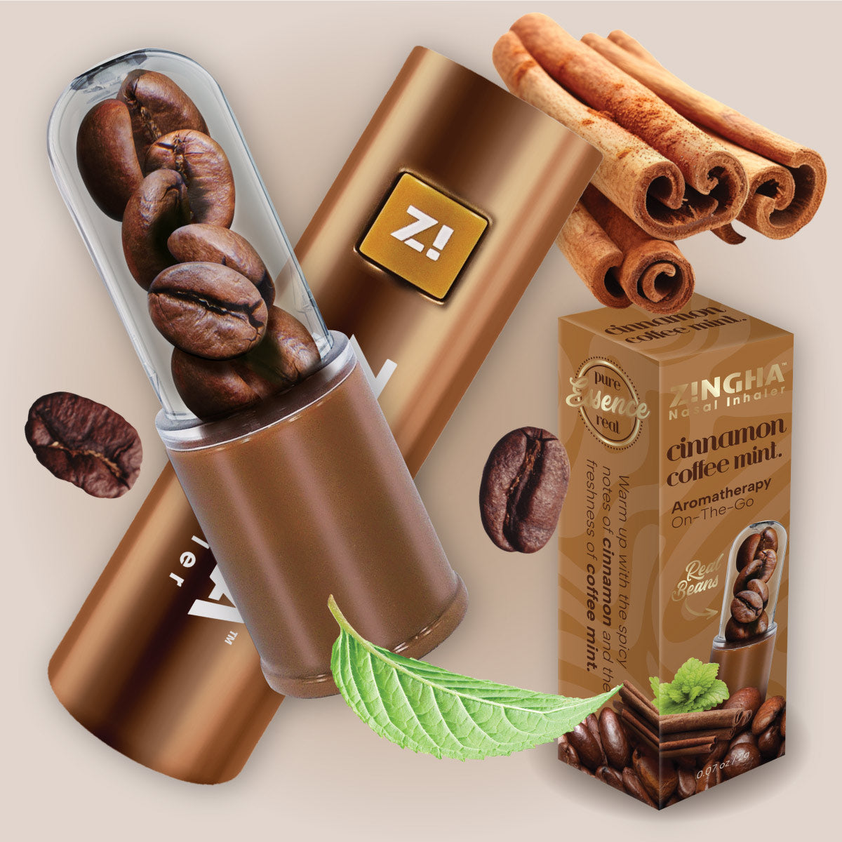 Cool Beans Cinnamon Coffee Mint Premium Nasal Inhaler