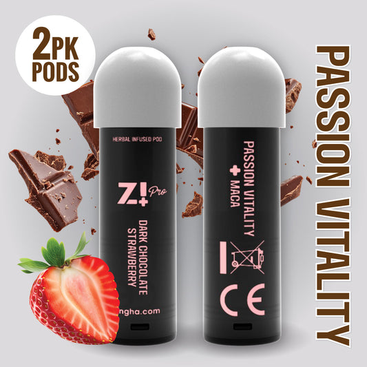 PASSION VITALITY Digital Herbal Diffuser PRO+ / Dark Chocolate Strawberry + MACA (2 Pack Replacement Pods)