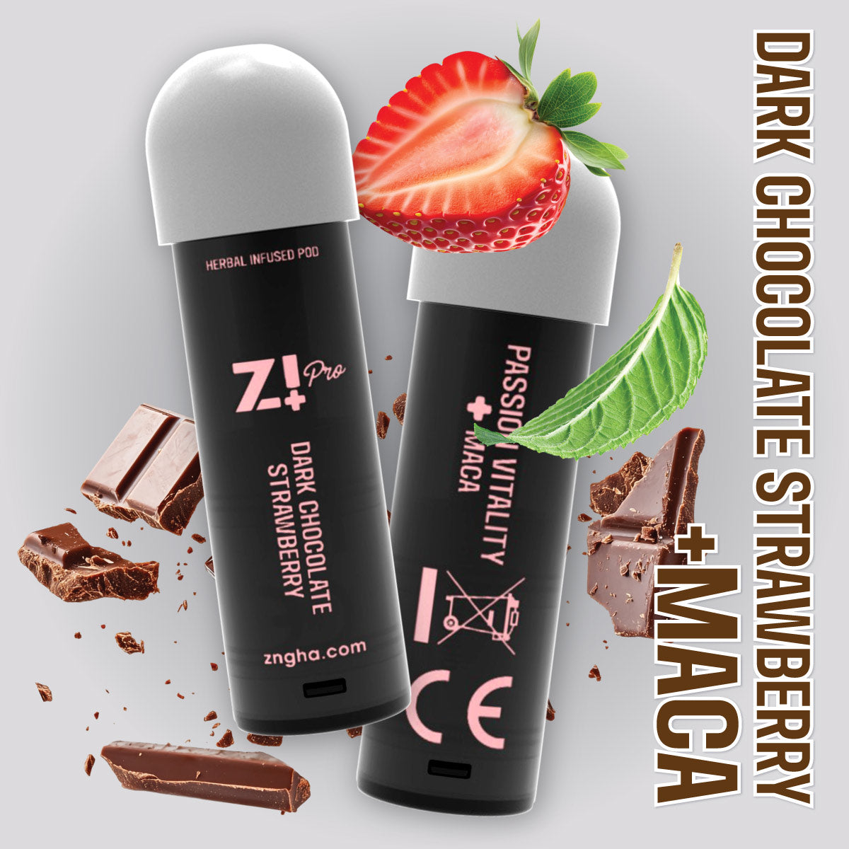 PASSION VITALITY Digital Herbal Diffuser PRO+ / Dark Chocolate Strawberry + MACA (2 Pack Replacement Pods)