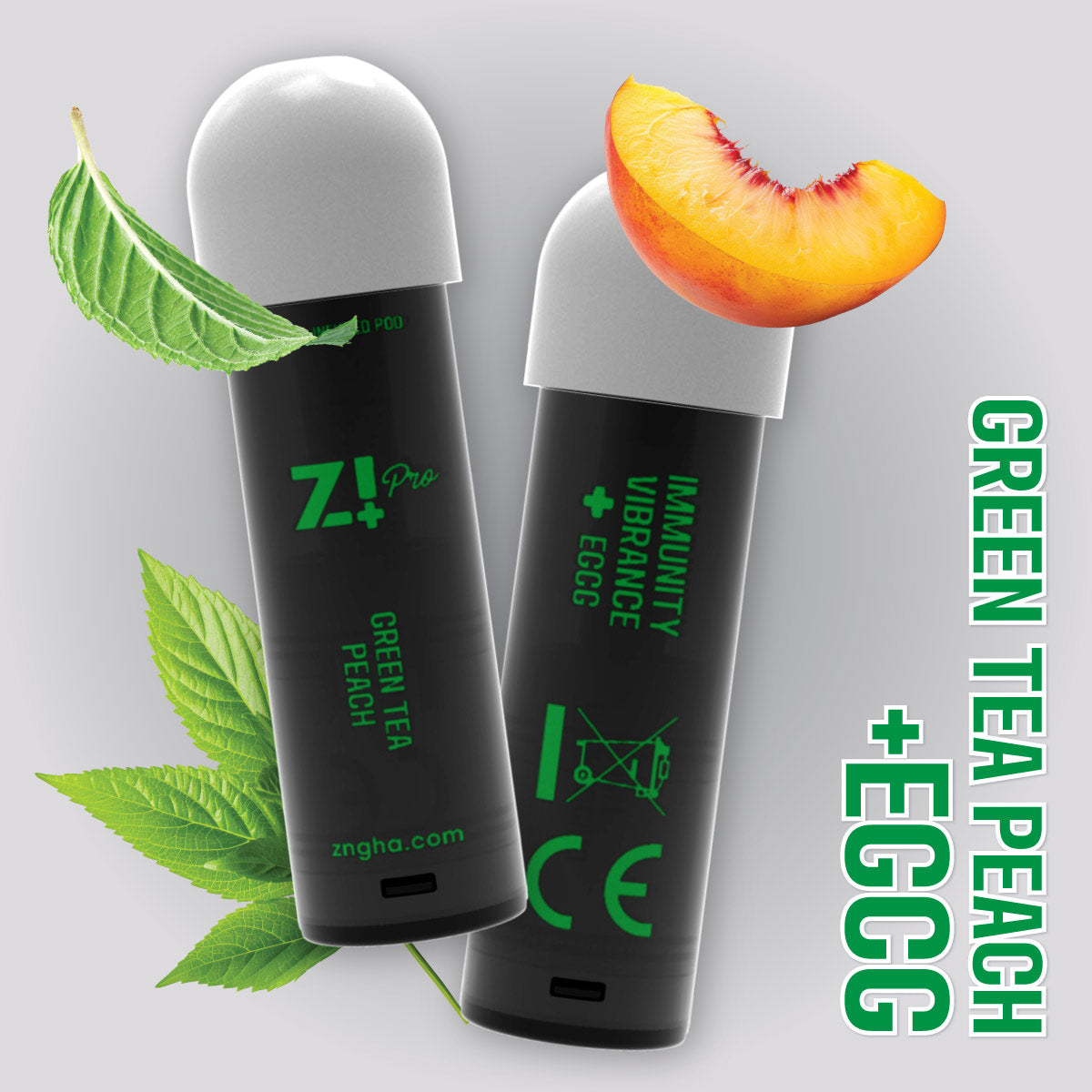 2 Pack Replacement Pods - Green Tea Peach + EGCG Z!NGHA 2 Pack Replacement Pods - Green Tea Peach + EGCG Z!NGHA