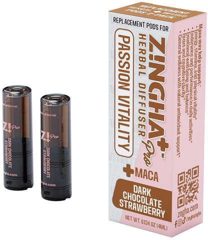 PASSION VITALITY Digital Herbal Diffuser PRO+ / Dark Chocolate Strawberry + MACA (2 Pack Replacement Pods)