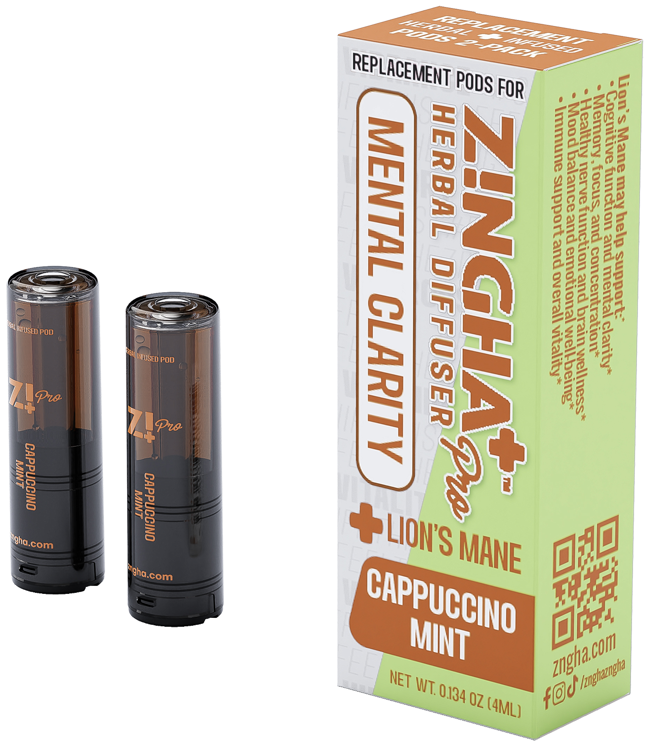 MENTAL CLARITY Digital Herbal Diffuser PRO+ / Cappuccino Mint + Lion's Mane (2 Pack Replacement Pods)