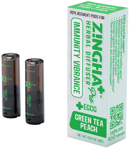 IMMUNITY VIBRANCE Digital Herbal Diffuser PRO+ / Green Tea Peach + EGCG (2 Pack Replacement Pods)