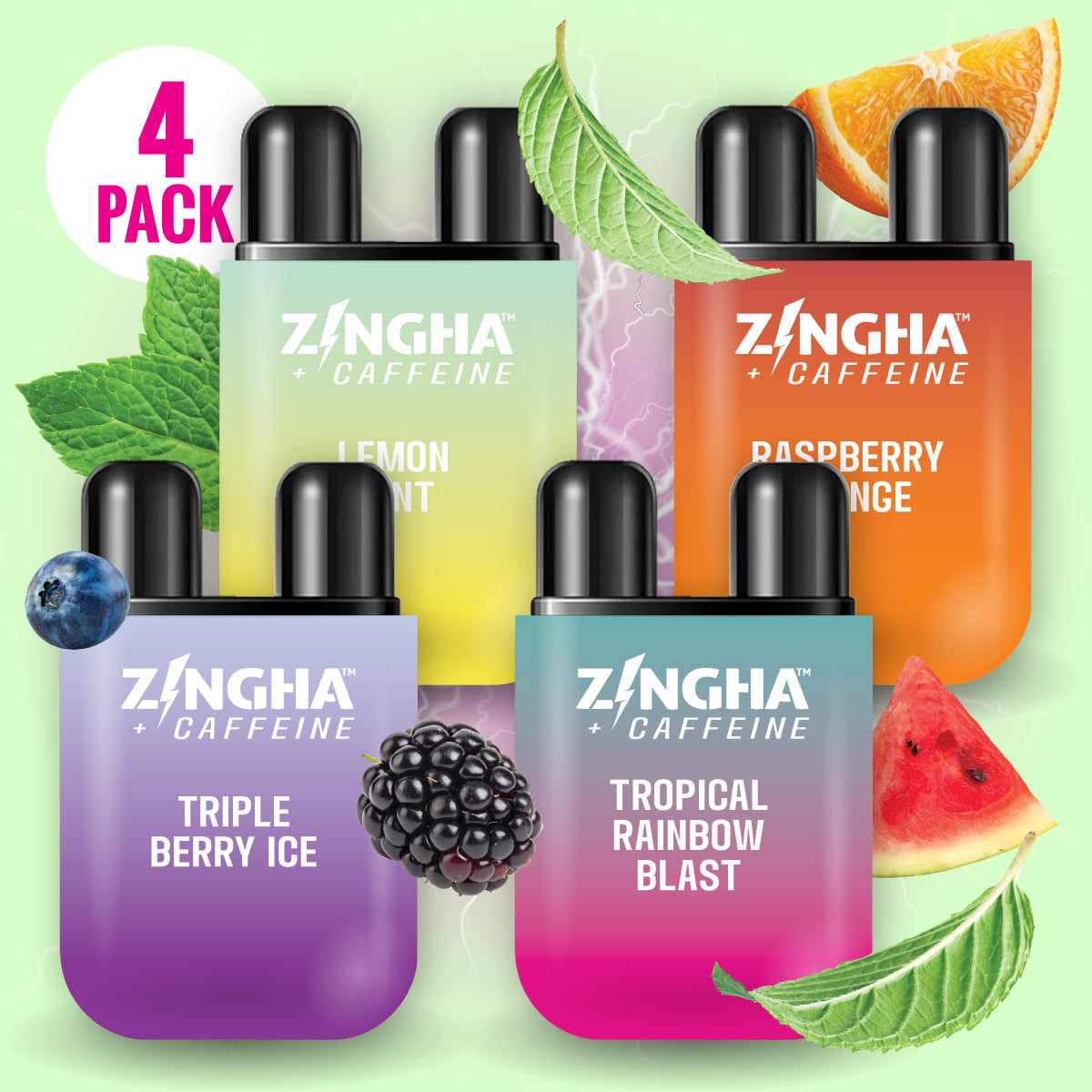 +CAFFEINE - FRUIT BOOST Double Nasal Inhaler - Variety 4 Pack