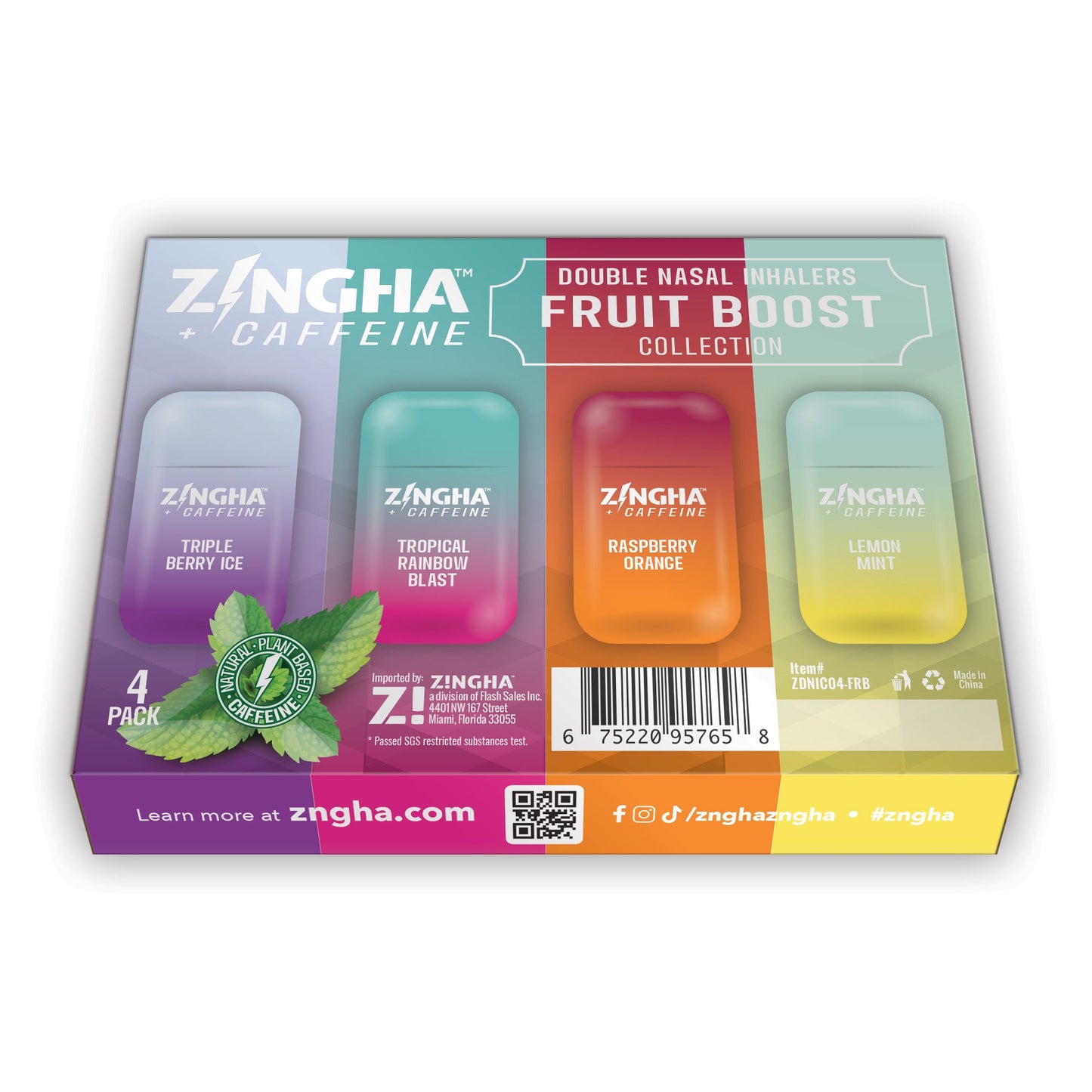 +CAFFEINE - FRUIT BOOST Double Nasal Inhaler - Variety 4 Pack