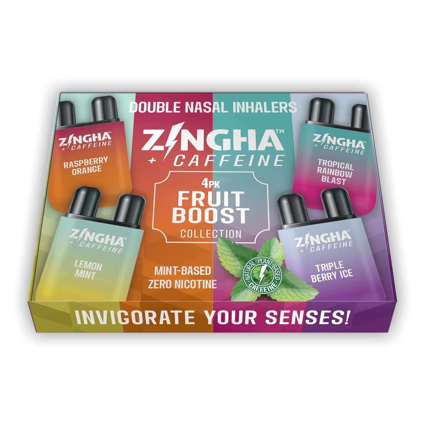 +CAFFEINE - FRUIT BOOST Double Nasal Inhaler - Variety 4 Pack