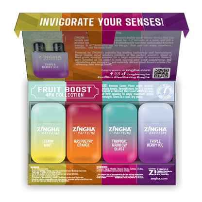 +CAFFEINE - FRUIT BOOST Double Nasal Inhaler - Variety 4 Pack